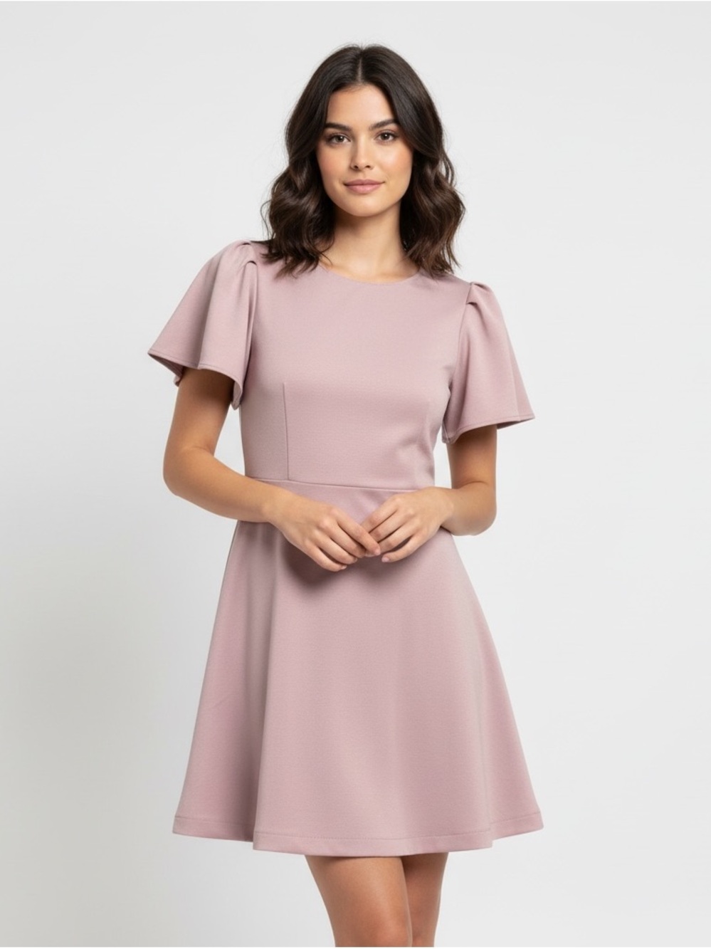 Lulu's Blush Dusty Mauve Flutter Sleeve A-Line Mini Dress